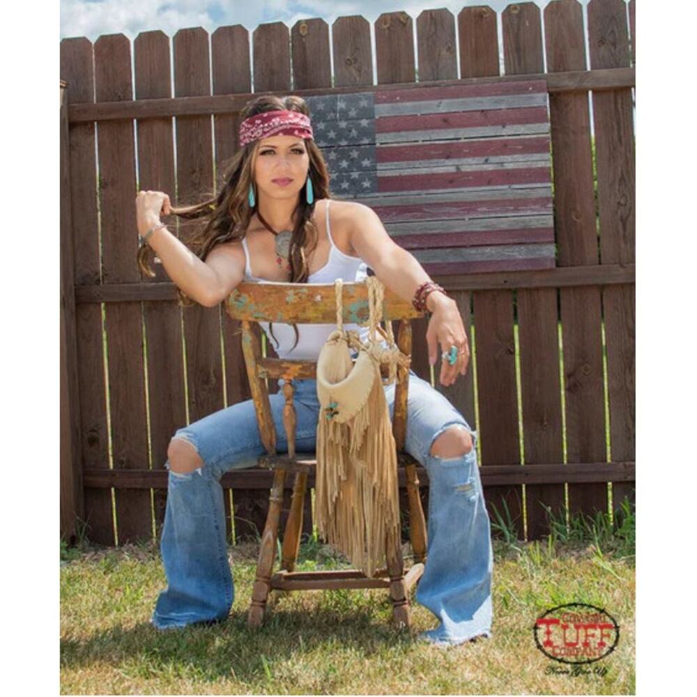 Cowgirl Tuff Festival Trouser Flare Jeans Wide Leg Raw Hem Distressed Womens 27